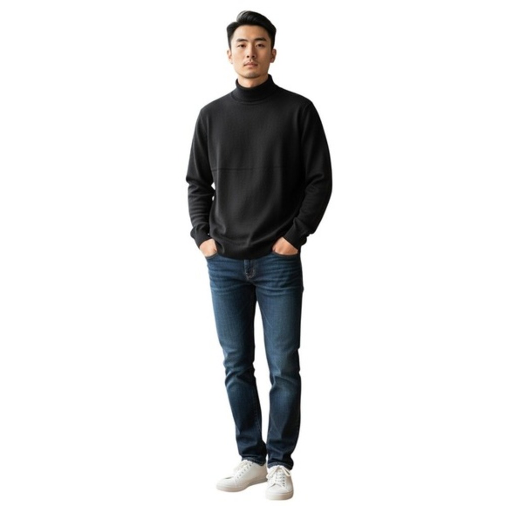 Banana Republic Extra Fine Italian Merino Wool Turtleneck Sweater Men XL Dk Grey